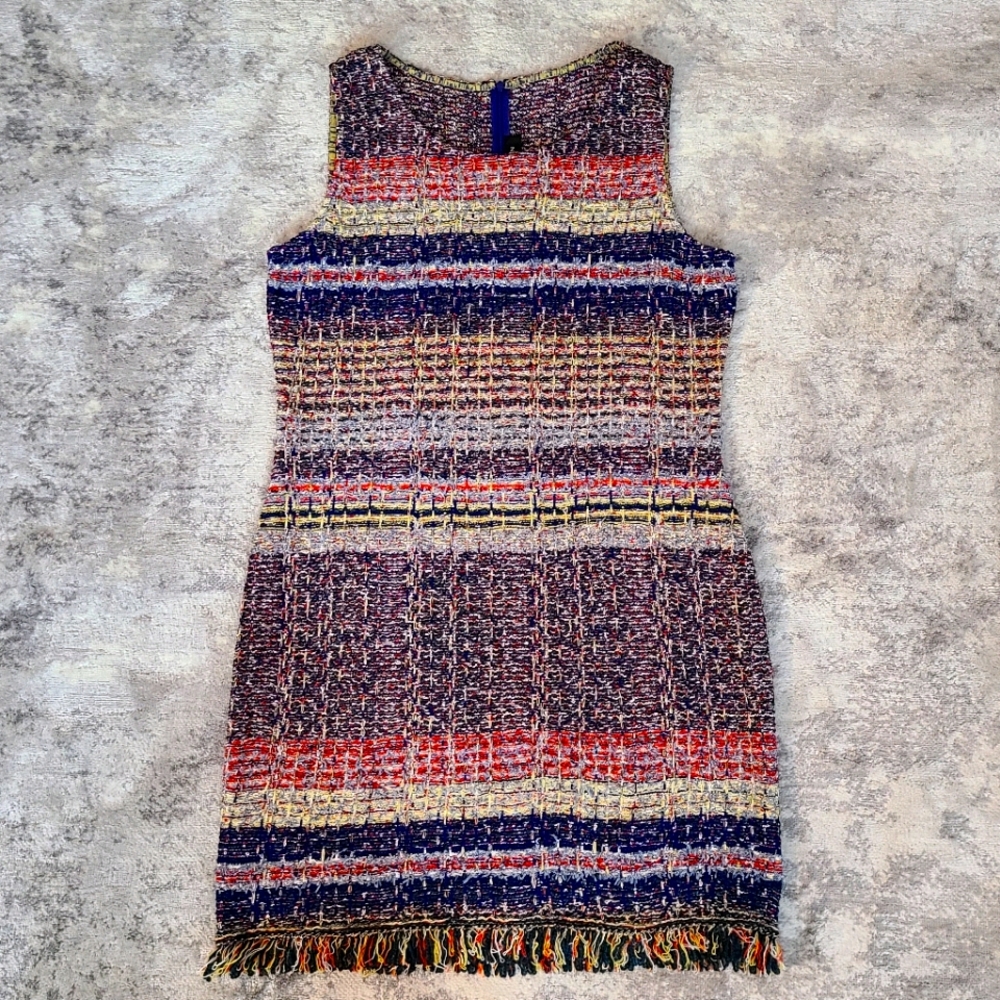 St. John Ellah Tweed Knit Multicolor Dress Size 14 - Picture 2 of 9